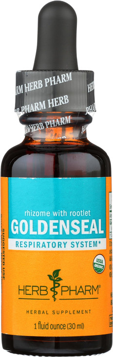 Herb Pharm Certified Organic Goldenseal Liquid Extract for Respiratory System Support, Organic Cane Alcohol, 1 Ounce