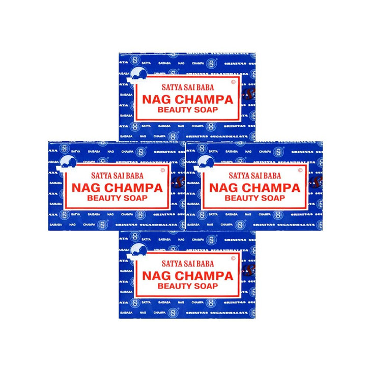 Satya Nag Champa: Sai Baba Natural Soap, Large, 150 g, 5 oz, 4 Piece