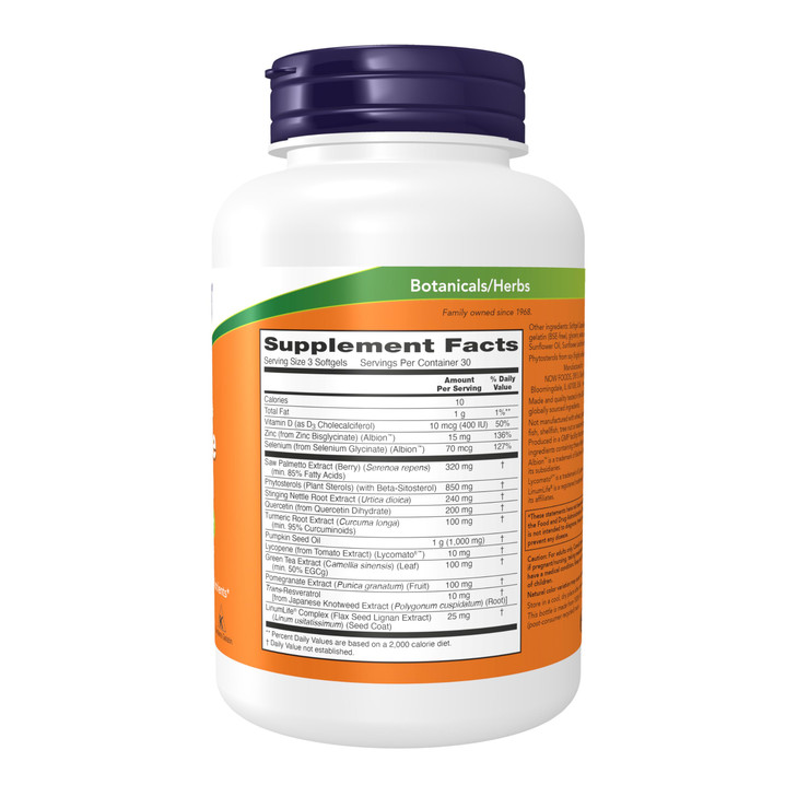 NOW Supplements, Prostate Health, Clinical Strength Saw Palmetto, Beta-Sitosterol & Lycopene, 90 Softgels