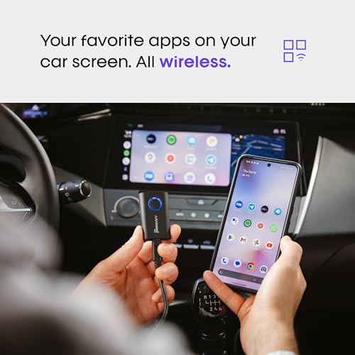 AAWireless Two - Android Auto Wireless Adapter - Convert Factory Wired Android Auto to Wireless - Multifunctional Button - Easy Plug and Play Setup -