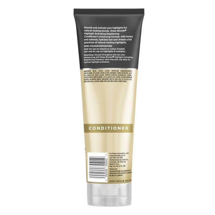 John Frieda Sheer Blonde Highlight Activating Conditioner for Vibrant Color, Natural and Color-Treated Blondes, with Nutritious Honey and Oatmeal, 8.