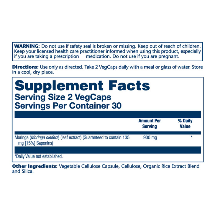 SOLARAY Moringa Capsules 900 mg - Moringa Supplement with 135 mg Saponins - Herbal Support w/Naturally Occurring Vitamins, Minerals, Amino Acids, Veg