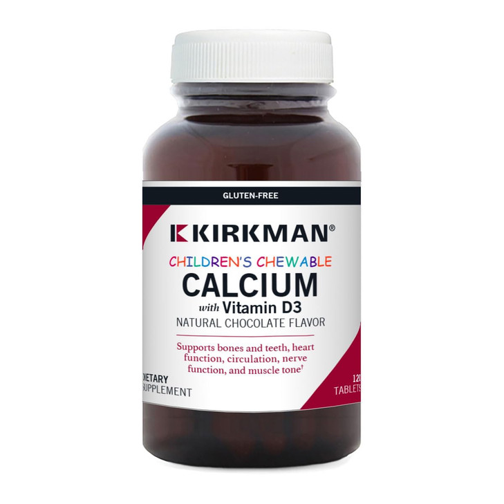 Children's Chewable Calcium with Vitamin D3, Natural Chocolate, 120 Tablets, Kirkman Labs