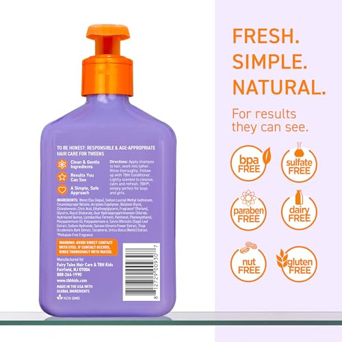 TBH Teen & Kids Shampoo - Lightweight and Detangling Hydrating Hair Shampoo for Dry, Oily, Fine, Curly, and All Hair Types - Tween and Kids Shampoo -