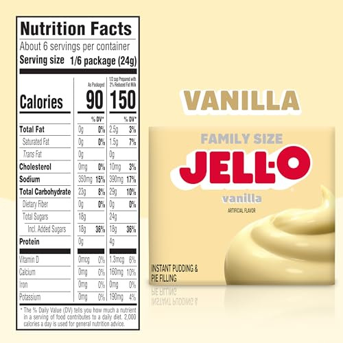 Jell-O Vanilla Instant Pudding & Pie Filling Mix (24 Ct Pack, 5.1 Oz Boxes)