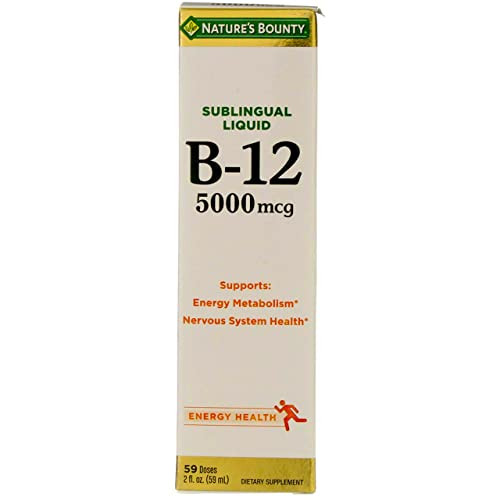 Nature's Bounty B-12 5000 mcg Sublingual Liquid Energy Health 2 oz (Pack of 2)