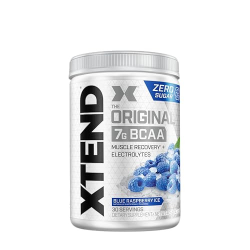 Xtend Original BCAA Powder Blue Raspberry Ice, Sugar Free Post Workout Muscle Recovery Drink with Amino Acids for Men & Women