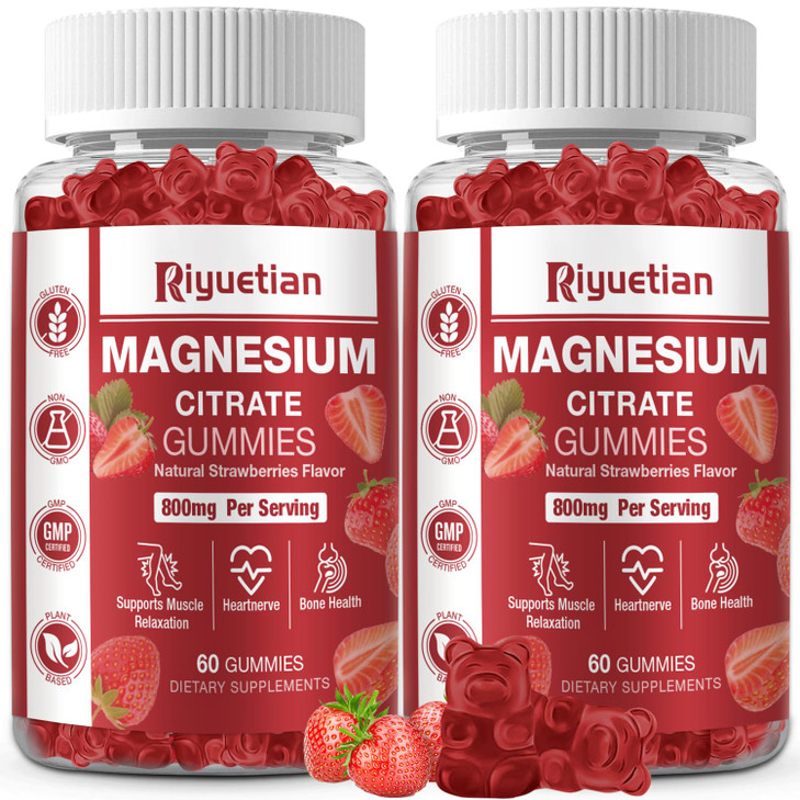 2 Pack Extra Strength Magnesium Citrate Gummies 800MG - Vegan Gummies - Supports Relaxation & Energy for Adults - 120 Count