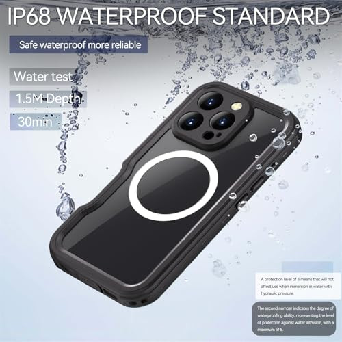 YZBYFON Waterproof Case for iPhone 16 Pro,IP68 Waterproof Certified Shockproof Dustproof Snowproof Cover Full Body Heavy Duty Protection Fully Sealed