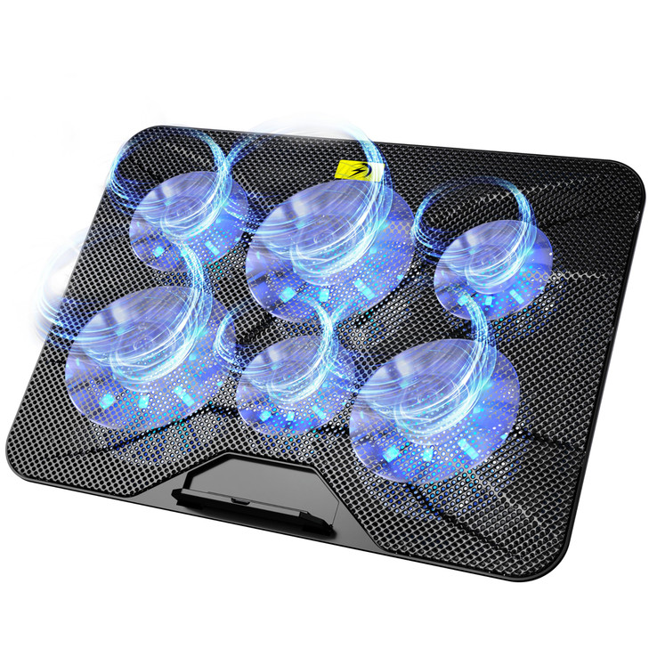 AICHESON Laptop Cooling Pad with 6 High-Speed Fans, Computer Cooler with 7 Adjustable Angles, Compatible with 13-17.3 Inch Laptops