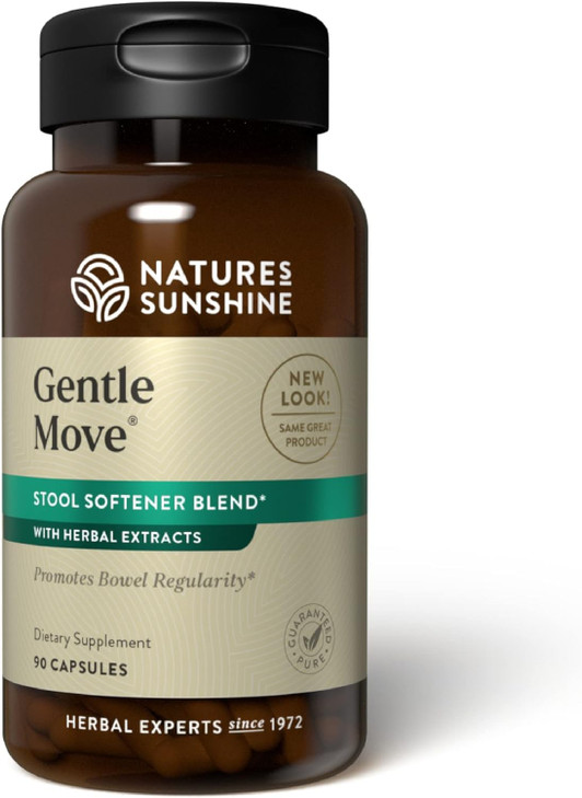Nature's Sunshine Gentle Move: Experience Daily Digestive Support and Natural Constipation Relief with Natural Fiber for Soft Stools & Regularity, 90