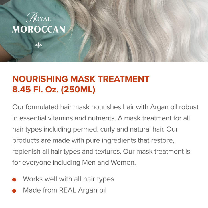 Royal Moroccan Hair Mask, 250 ml (8.45 fl oz) - Nourishing Hair Mask Treatment for Damaged Hair, Argan Oil for Hair