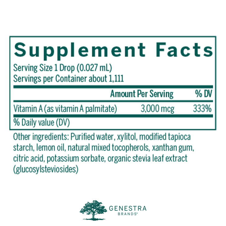 Genestra Brands A-Mulsion | Vitamin A Liquid to Support Immune System, Skin, Vision, Bones, and Teeth* | 1 Fl Oz | Citrus Flavor