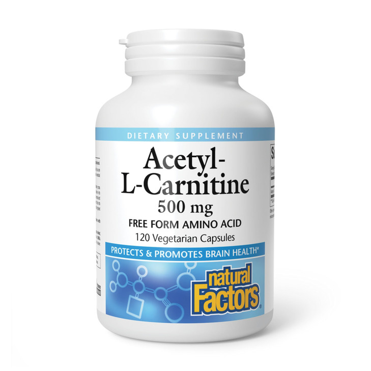 Natural Factors, Acetyl L-Carnitine 500 mg, Promotes a Healthy Memory, Concentration and Brain Function, 120 capsules (60 servings)