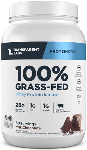 Transparent Labs Grass-Fed Whey Protein Isolate - Naturally Flavored, Gluten Free Whey Protein Powder with 28g of Protein per Serving & 9 Amino Acids