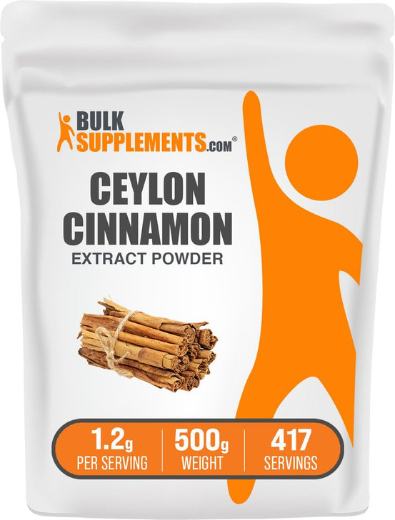 BulkSupplements.com Cinnamon Bark Extract Powder - Ceylon Cinnamon Supplement, Herbal Supplement - Vegan & Gluten Free, 1.2g per Serving, 500g (1.1 l