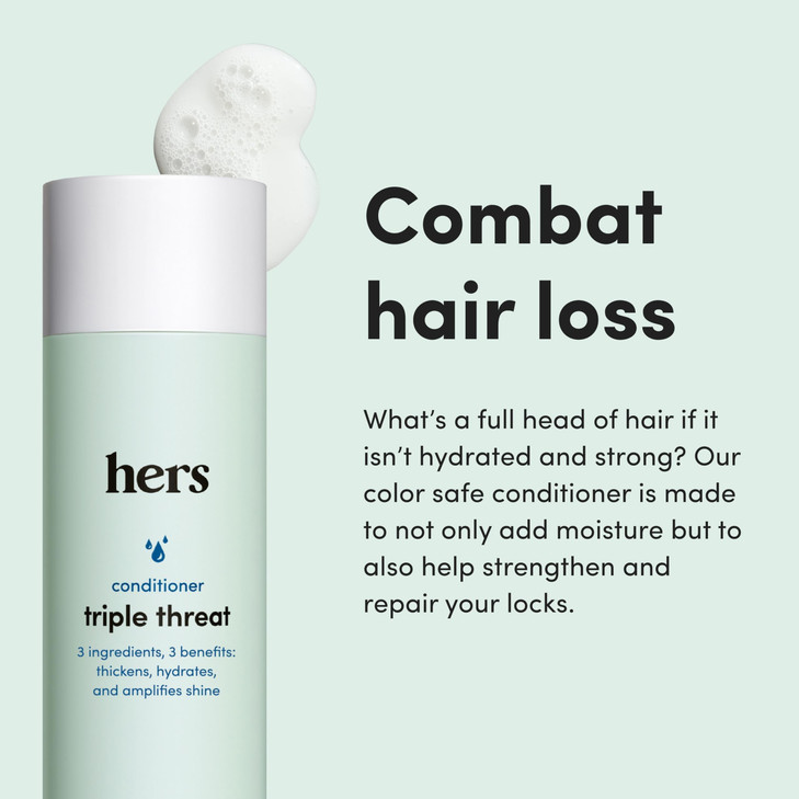 hers Triple Threat Conditioner - Amino Acid, Argan Oil, & Coconut Oil Formula - Moisturizing Conditioner for All Hair Types - Color-Safe & Sulfate-Fr