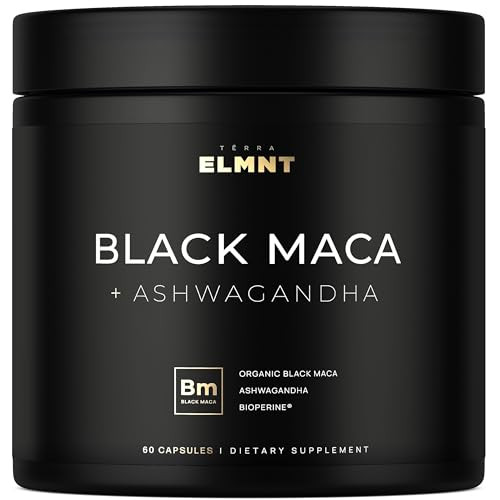 40,000mg 40x Strength Organic Black Maca Root w. Ashwagandha - #1 Highest Potency Black Maca Root Capsules for Men Supplement 40:1 Extract - 100% Pur