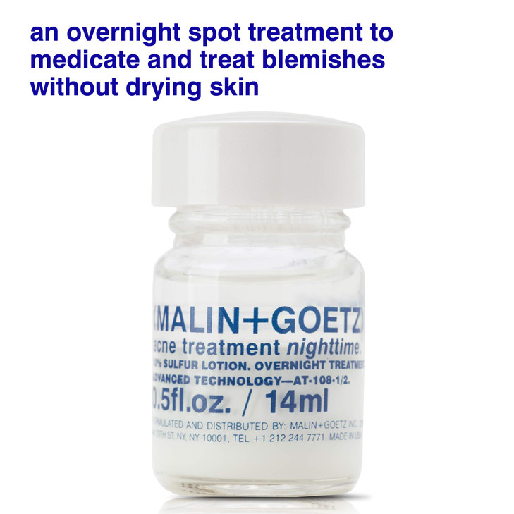 MALIN+GOETZ Acne Treatment Nighttime Overnight Spot Treatment 10% Sulfur, Salicylic Acid, Zinc Oxide, Camphor Calms Redness, Absorbs Oil, Helps Preve