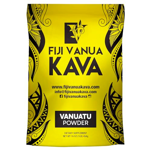 Fiji Vanua Kava Vanuatu Powder, Kava Root Powder Made from Pure Noble Kava with Sun-Dried Lateral Roots, Premium with Kavalactones, Easy to Prepare M