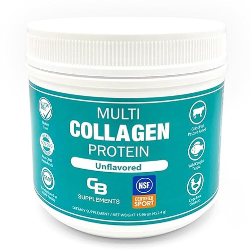 CB Supplements NSF Certified for Sport Multi Collagen Protein Powder Bone, Skin, Hair, and Joint Support | Hydrolyzed Collagen Supplements (58 Servin
