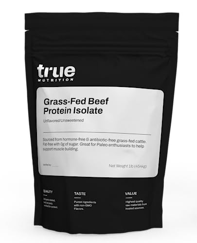 True Nutrition Grass Fed Beef Protein Powder Isolate - 29g of Paleo, Keto, Carnivore Beef Protein per Serving - Zero Carb, Fat and Gluten Free, Dairy