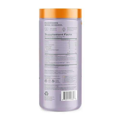 OM MUSHROOM SUPERFOOD Hot Chocolate Blend  Dutch Cocoa with Lions Mane, Reishi, Chaga & Turkey Tail  Supports Focus, Calm & Stress Relief  2g Sug