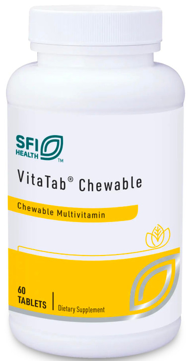 Klaire Labs SFI Health VitaTab Chewable - Multivitamin with 24 Vital Nutrients for Kids & Adults, Natural Cherry-Orange Flavor, No Artificial Colors,