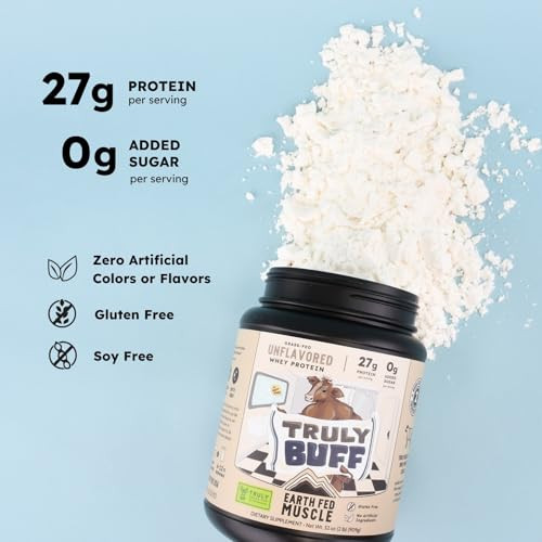 Earth Fed Muscle Truly Buff Truly Grass Fed Whey Protein Isolate - No Artificial Ingredients, Soy Free, Gluten Free, Non-GMO and Hormone Free (2 Poun