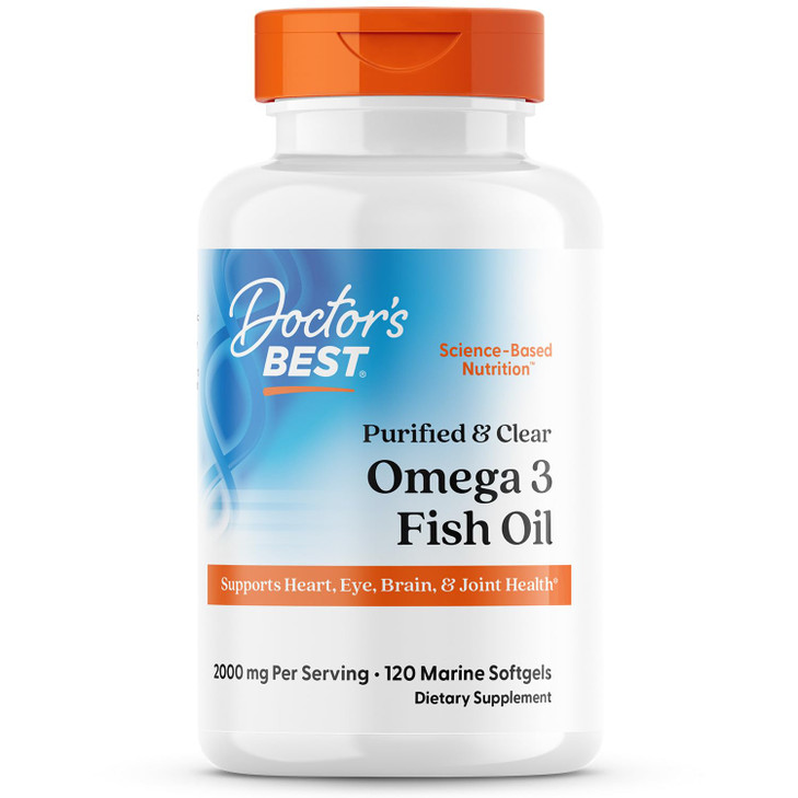 Doctors Best Purified & Clear Omega 3 Fish Oil with Goldenomega, Supports Heart, Eye, Brain, & Joint Health, Non-GMO, Gluten Free 120 Marine Softgels