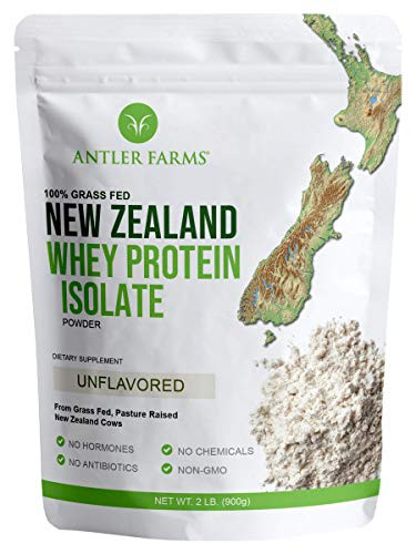 Antler Farms - 100% Grass Fed New Zealand Whey Protein Isolate, Unflavored, 2 lbs - Pure and Clean, 2 Ingredients, Delicious, Cold Processed