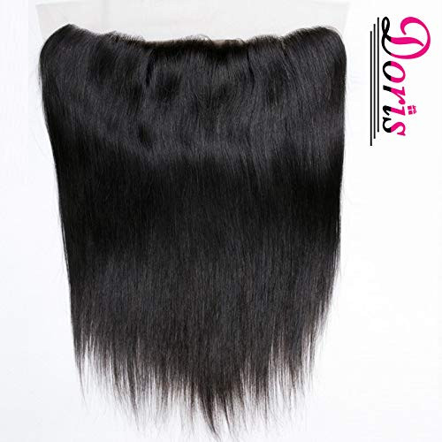 13x4 Lace Frontal Straight Closure Ear To Ear HD Lace Closure 100% Remy Human Hair Natural Black 180% Density(13x4 Straight, 14 Inch)