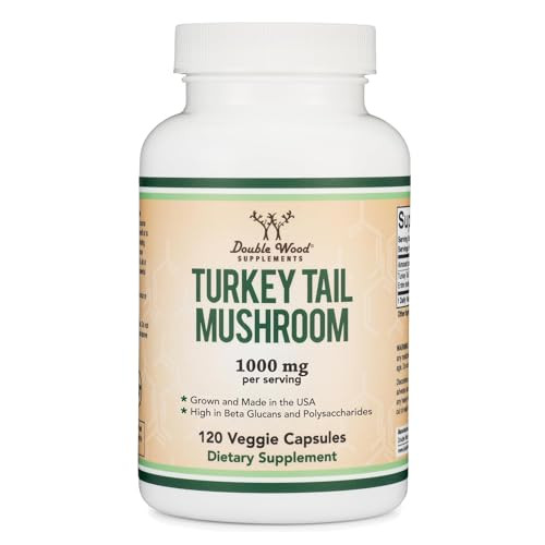 Turkey Tail Mushroom Supplement (120 Capsules - 2 Month Supply) (Coriolus Versicolor) Comprehensive Immune System Support, Non-GMO, Gluten Free, Grow