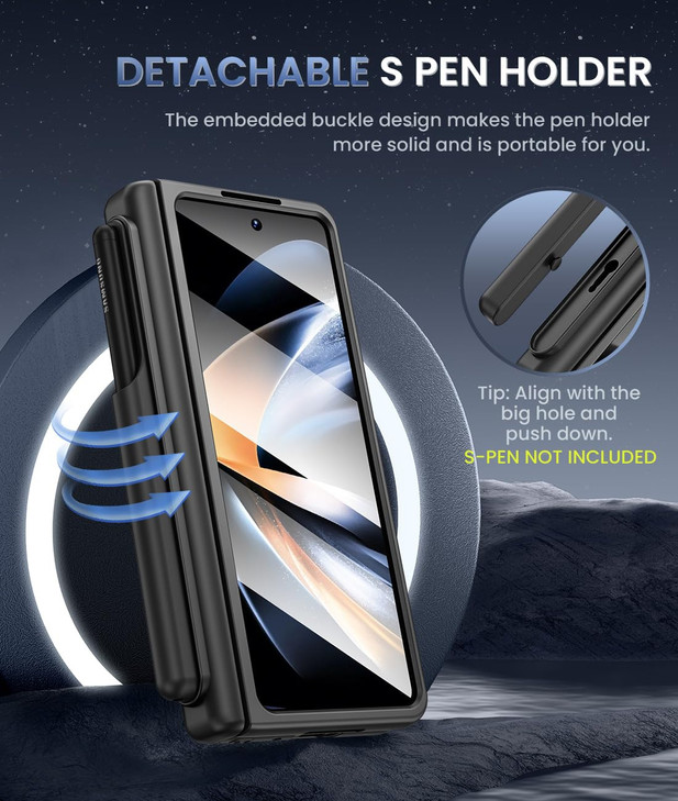Caka for Galaxy Fold 4 Case, Z Fold 4 Case [Detachable S Pen Holder] [Screen Protector] [Hidden Kickstand] [Hinge Protection] [Heavy Duty Protective]