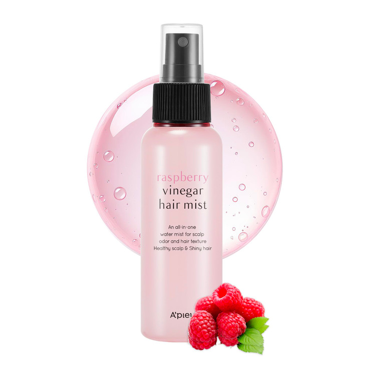 A'PIEU Raspberry Hair Vinegar Rinse & Mist Set - Vinegar for Scalp Treatment & Detox, Refreshing | Hair Perfume Spray for Smooth, Shiny, Frizz-Free |