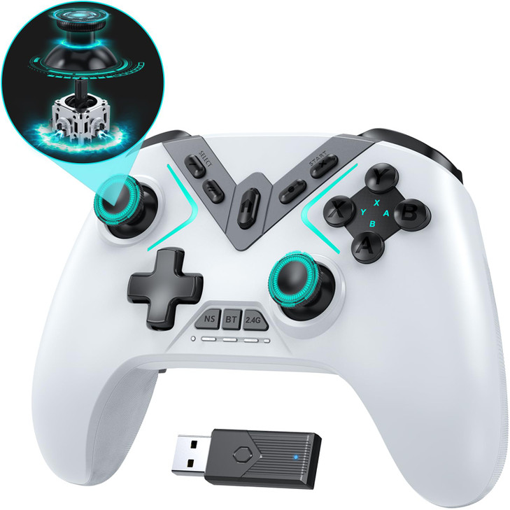 Dual Hall Effect PC Controller-No Drift No Dead Zone, Bluetooth Controller for PC Windows/iPhone/Android/Switch/Steam Deck/TV/Tesla with Hall Trigger