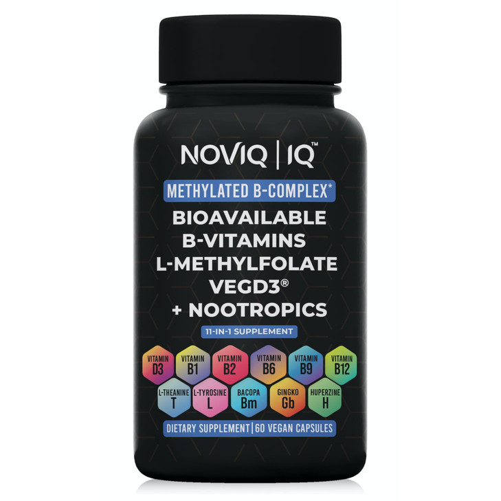 11-in-1 Methylated B-Complex Supplement: 680mcg L-Methylfolate(5-MTHF) Thiamine(B1) Riboflavin(B2) Pyridoxal(B6) Methylcobalamin(B12) - VegD3® + Noot