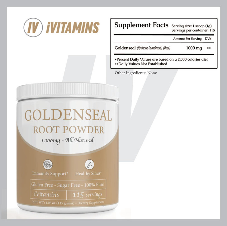 iVitamins Golden Seal Powder - Golden Seal Powder for Sinus - Goldenseal - Echinacea Goldenseal - Goldenseal Root - Golden Seal - Goldenseal Root Pow