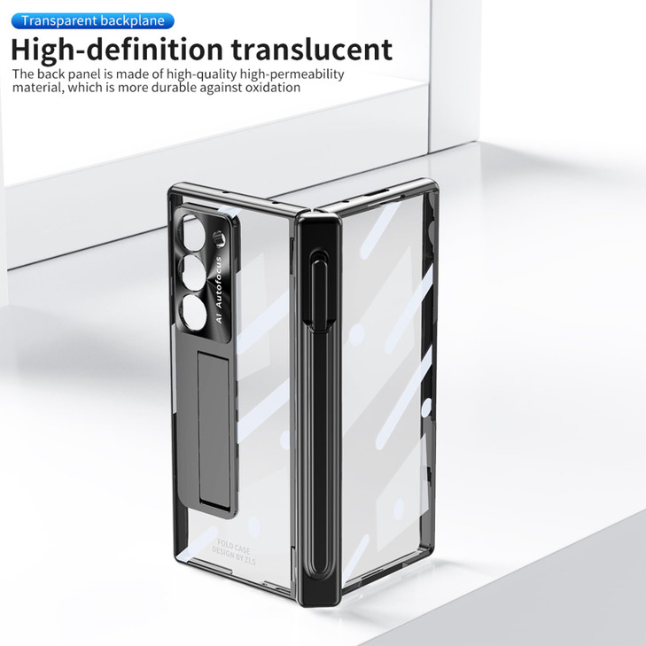 YQODSZ for Samsung Galaxy Z Fold 6 Case with S Pen Holder & Slim Stylus, All-Inclusive Crystal Clear Case with Kickstand Hinge Protection Screen Prot