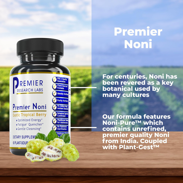 Premier Research Labs Premier Noni - Organic Noni Capsules, Noni Fruit Powder Pills, Noni Extract Supplement for Gut Health, Energy & Immune Health S