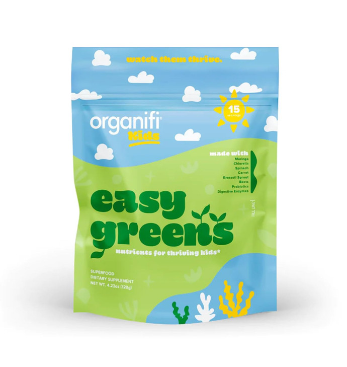 Organifi Kids: Easy Greens - Probiotics for Kids Made with a Delicious Blend of Vegetables and Superfoods - Plant-Based, Vegan, and No Gluten, Dairy,