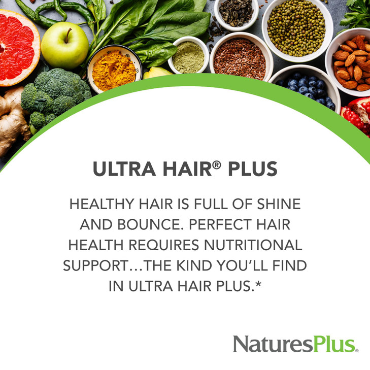 NaturesPlus Ultra Hair Plus - 60 Sustained Release Tablets - Nutritional Support for Healthy Hair Structure - Gluten Free - 30 Servings