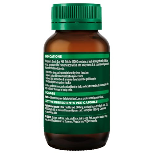 Thompsons Milk Thistle 42,000 Helps Liver Function 60 Capsules