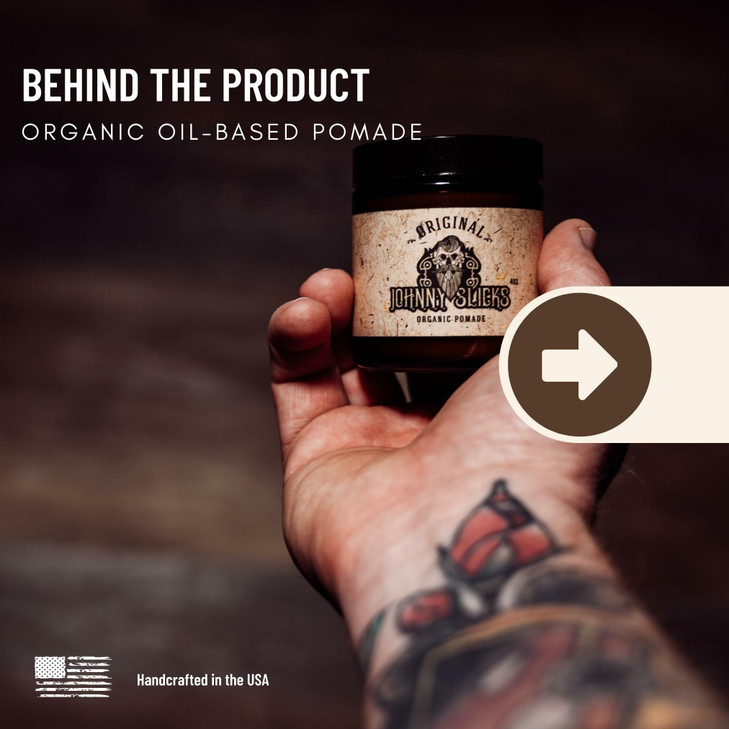 Johnny Slicks Oil Based Pomade | Organic Hair Styling for Men, Low to Medium Hold | Promotes Healthy Hair Growth & Helps Hydrate Dry Skin, (Original,