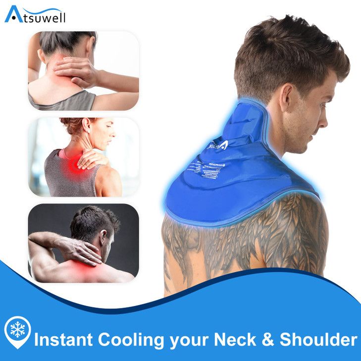 Atsuwell Ice Pack for Neck and Shoulder Cold Compression, Shoulder Ice Packs Reusable Gel Pack, Large Upper Back Cold Pack Wrap for Neck, Back, Hip,