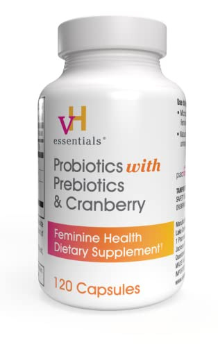 vH Essentials Probiotics for Women with Prebiotics, Cranberry & Vitamin C - 120 Capsules (60 Day Supply) -Probiotics Support Gut Balance, Health & Ur
