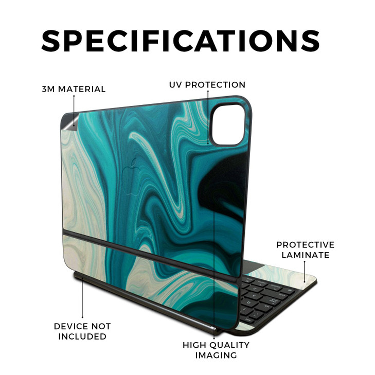 Skin Compatible with Apple Magic Keyboard for iPad Pro 11?inch (M4) 2024 - Aqua Swirl - Premium 3M Vinyl Protective Wrap Decal Cover - Easy to Apply