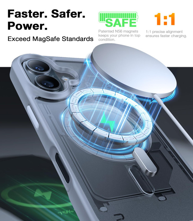 TORRAS Magnetic Shockproof for iPhone 16 Case, Fit for MagSafe, 4X Military Grade Drop Protection Anti-Scratch Protective Hard Back Plastic Slim Phon