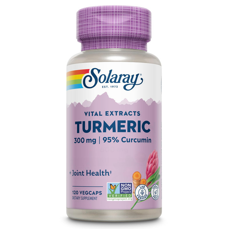 SOLARAY Turmeric Supplement 300 mg - Turmeric Root Extract with 95% Curcumin - Joint Support Supplement for Joint Health and Comfort - Non-GMO, Vegan