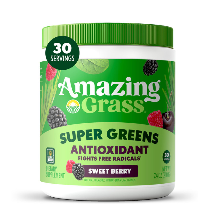 Amazing Grass Greens Blend Antioxidant: Super Greens Powder Smoothie Mix with Organic Spirulina, Beet Root Powder, Elderberry, Bilberry, Prebioitics